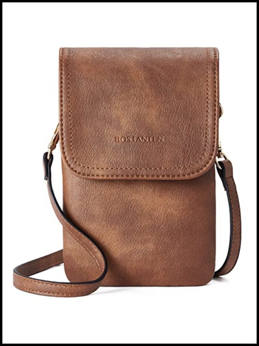 Small Crossbody Bag Vegan Leather Phone Purse Triple Compartment